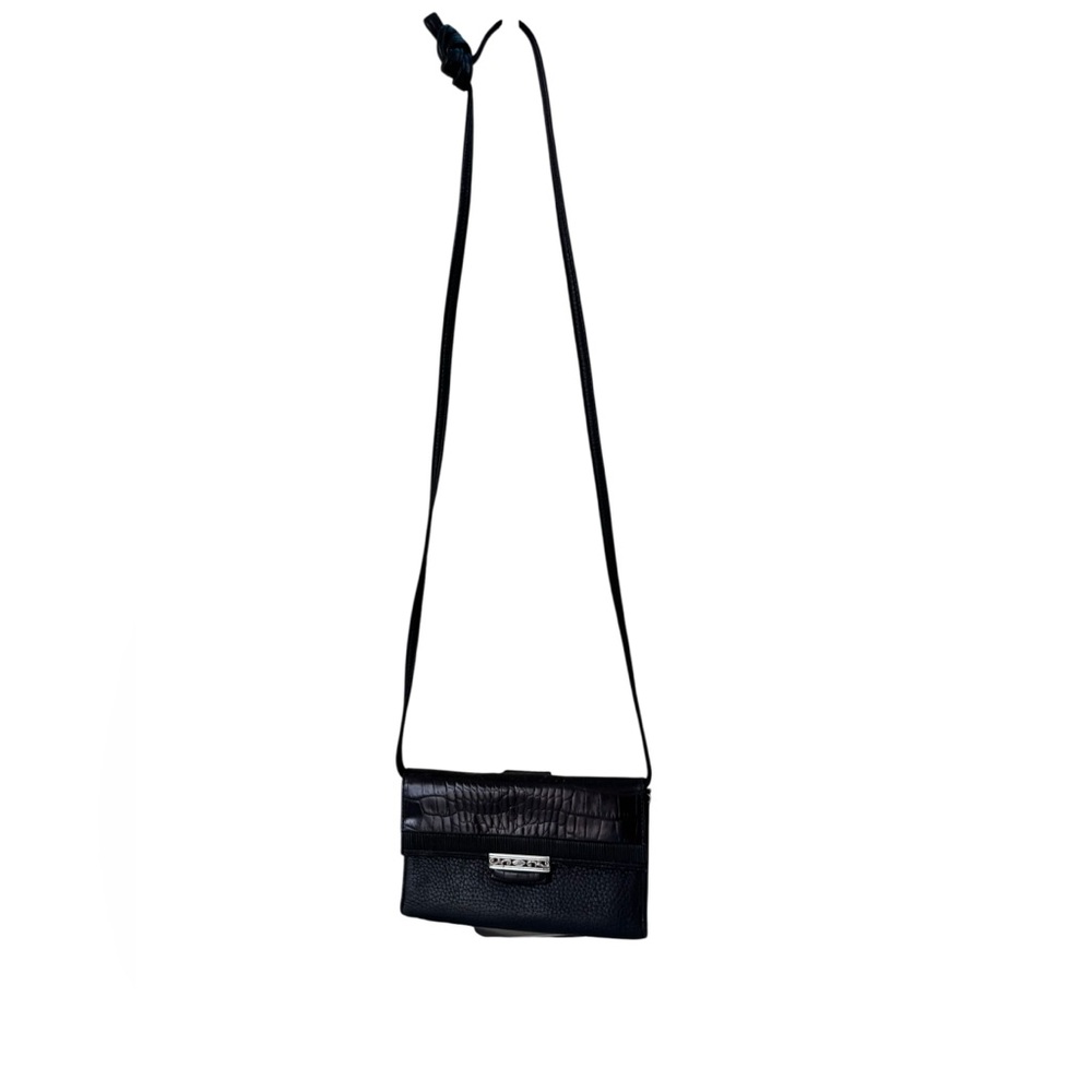 Brighton Black Leather Crossbody Bag Vintage Y2K Shoulder Mini‎ Retro